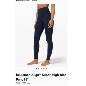 GREY Lululemon Align Super-High rise pants, size 4